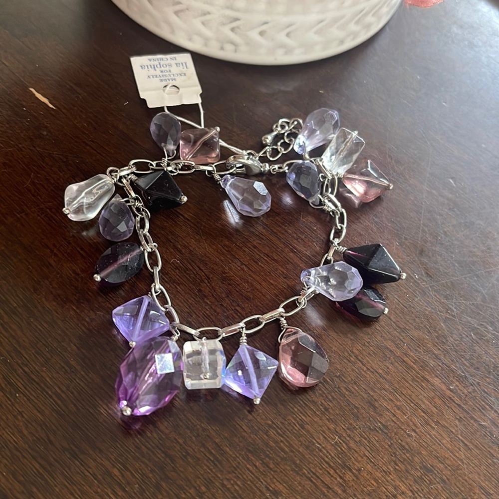 Lia sophia lavender and purple stone bracelet